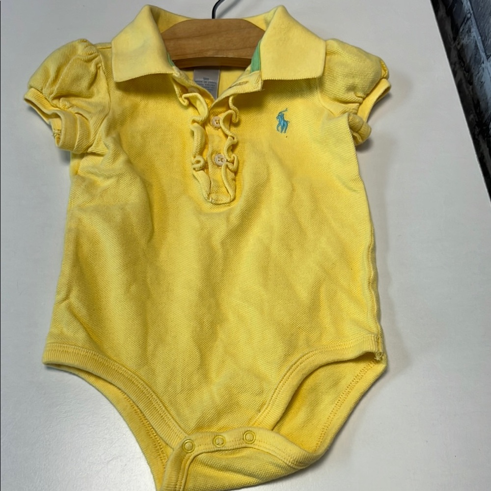 Baby Girls Ralph Lauren Yellow Baby Polo Onesie‎ - Picture 6 of 10